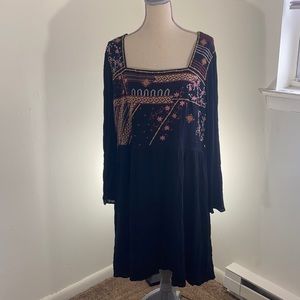 Savanna Jane Black Embroidered Bell Sleeve Dress
